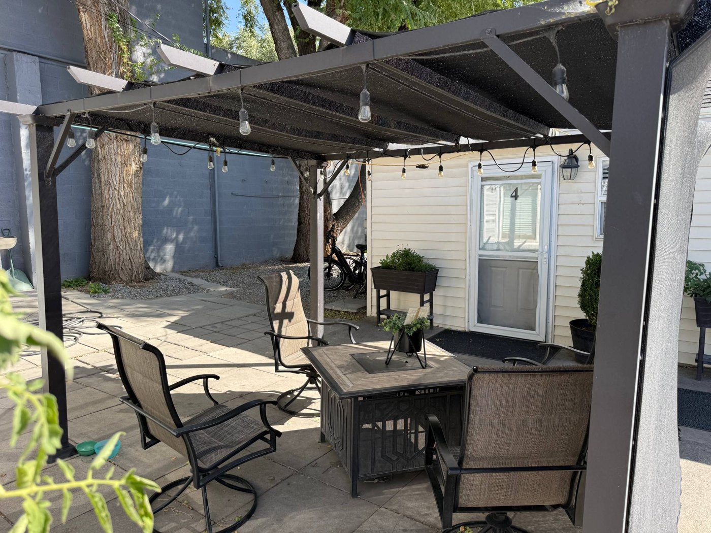 One of the outdoor sitting areas at the Phoenix Rising sober living houses